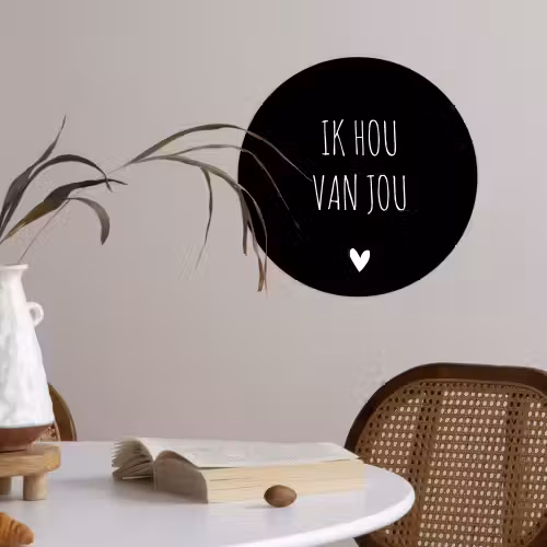Ik hou van jou - Spreuken - Quotes Wandcirkel behangsticker klein -sfeer3