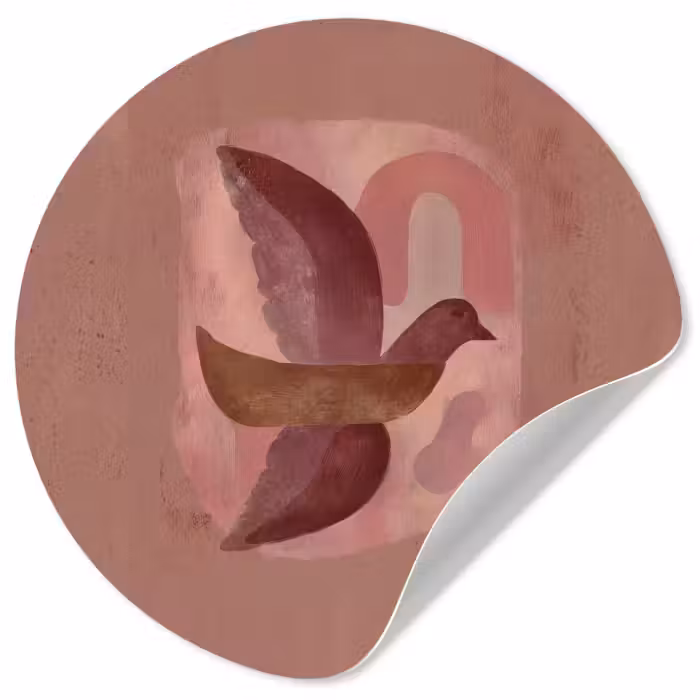 Runde Tapete - Illustration - Vögel - Abstrakt - Rosa