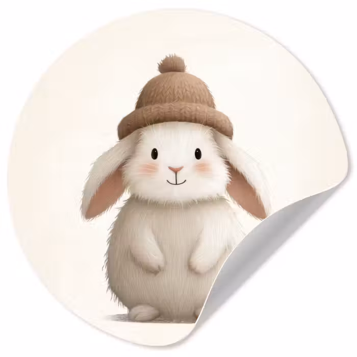 Runde Tapete - Kaninchen - Hut - Ohren - Beige