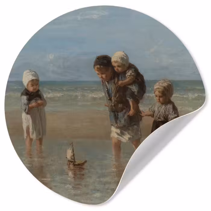 Runde Tapete - Kinder des Meeres - Gemälde von Jozef Israëls