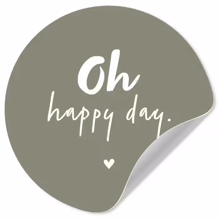 Oh happy day - Quotes - Tekst - Zomer Wandcirkel behangsticker klein -3d