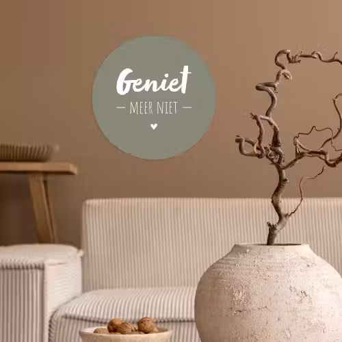 Spreuken - Geniet meer niet - Zomer - Tekst - Genieten Wandcirkel behangsticker klein -sfeer1