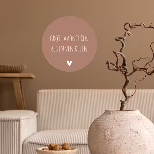 Spreuken - Grote avonturen beginnen klein - Quotes Wandcirkel behangsticker klein -sfeer1