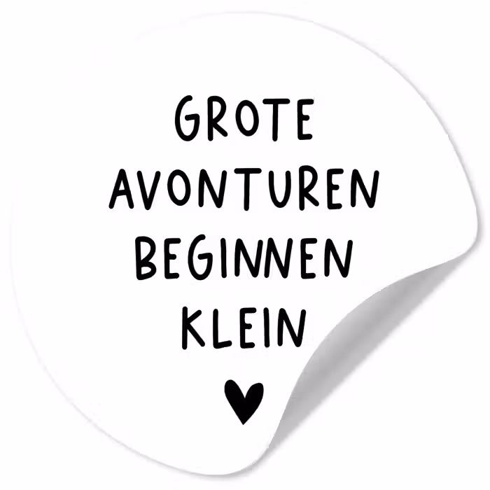 Spreuken - Grote avonturen beginnen klein - Quotes Wandcirkel behangsticker klein -3d