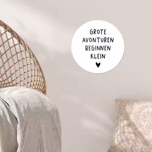 Spreuken - Grote avonturen beginnen klein - Quotes Wandcirkel behangsticker klein -sfeer4