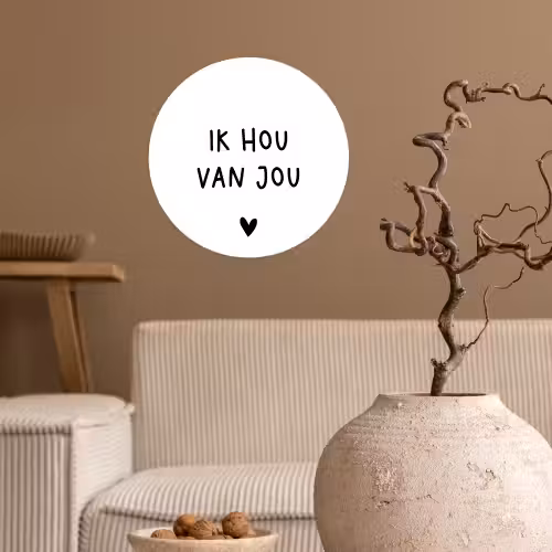 Spreuken - Ik hou van jou - Quotes Wandcirkel behangsticker klein -sfeer1