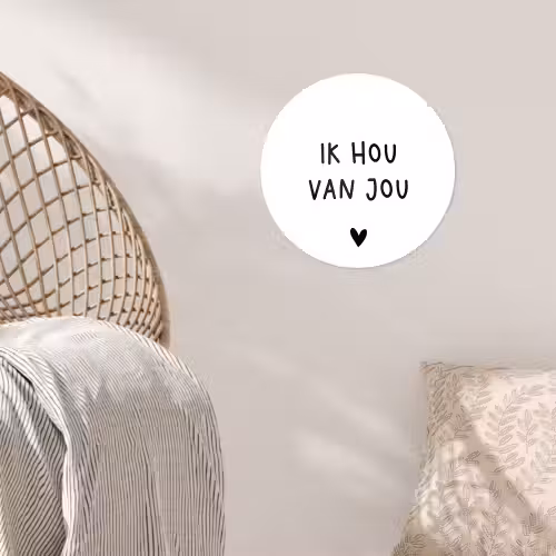 Spreuken - Ik hou van jou - Quotes Wandcirkel behangsticker klein -sfeer4