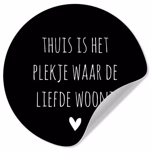 Spreuken - Thuis is het plekje waar de liefde woont - Quotes Wandcirkel behangsticker klein -3d