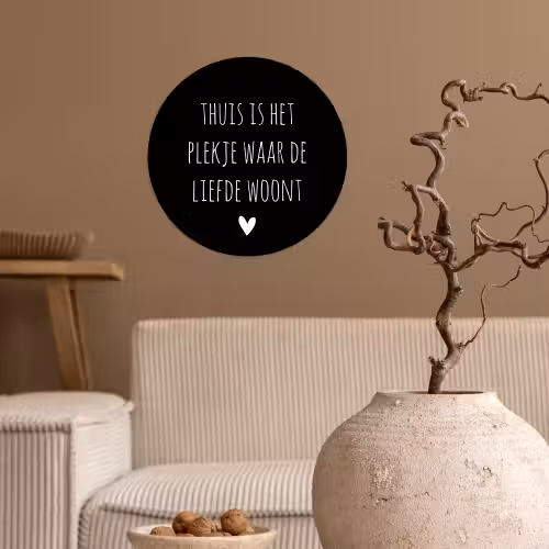 Spreuken - Thuis is het plekje waar de liefde woont - Quotes Wandcirkel behangsticker klein -sfeer1