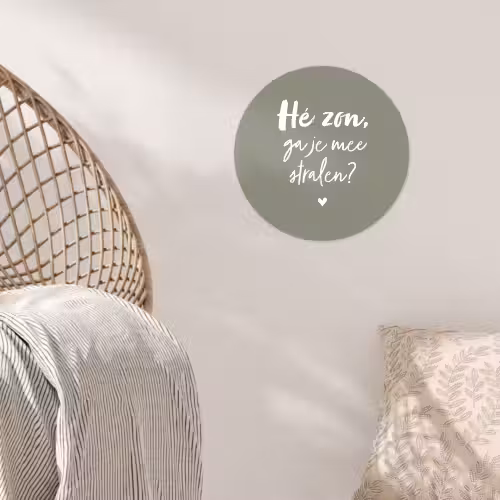 Spreuken - Zomer - Hé zon, ga je mee stralen? - Zon - Tekst Wandcirkel behangsticker klein -sfeer4