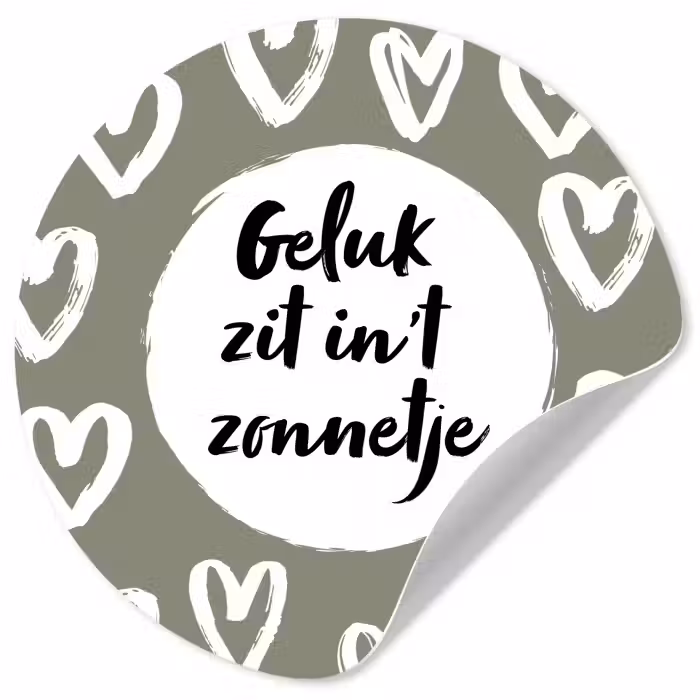 Tekst - geluk zit in 't zonnetje - Quotes - Geluk - Zon Wandcirkel behangsticker klein -3d
