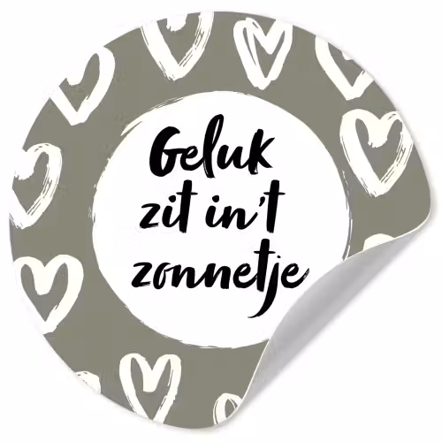 Tekst - geluk zit in 't zonnetje - Quotes - Geluk - Zon Wandcirkel behangsticker klein -3d