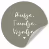 Tekst - Huisje, tuintje, wijntje - Thuis - Quotes - Wijn Wandcirkel behangsticker klein -3d