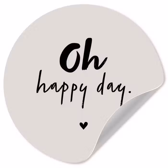 Tekst - Oh happy day - Quotes - Blij Wandcirkel behangsticker klein -3d
