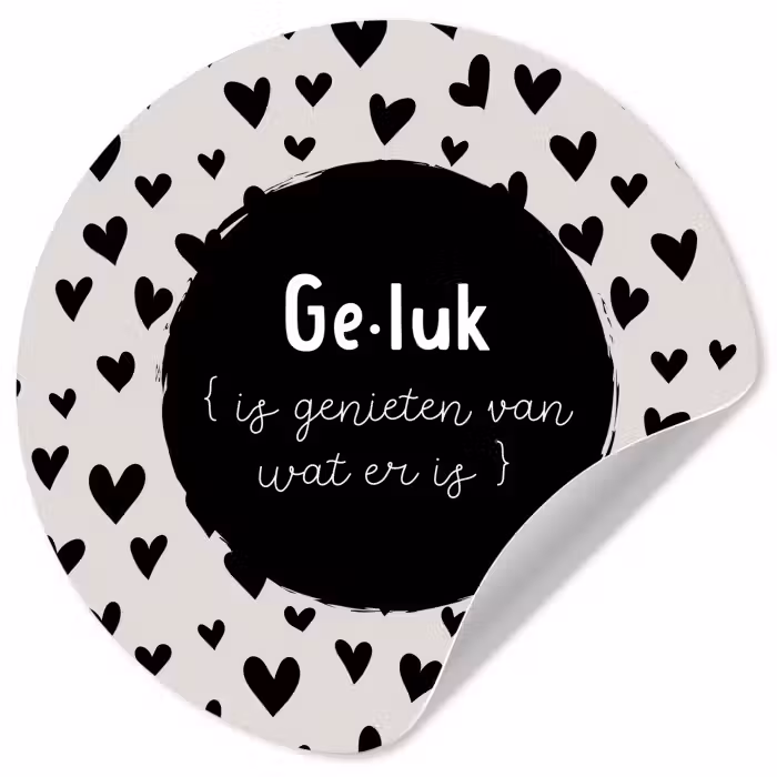 Tekst - Quotes - Geluk (is genieten van wat er is) - Woordenboek - Definitie geluk Wandcirkel behangsticker klein -3d