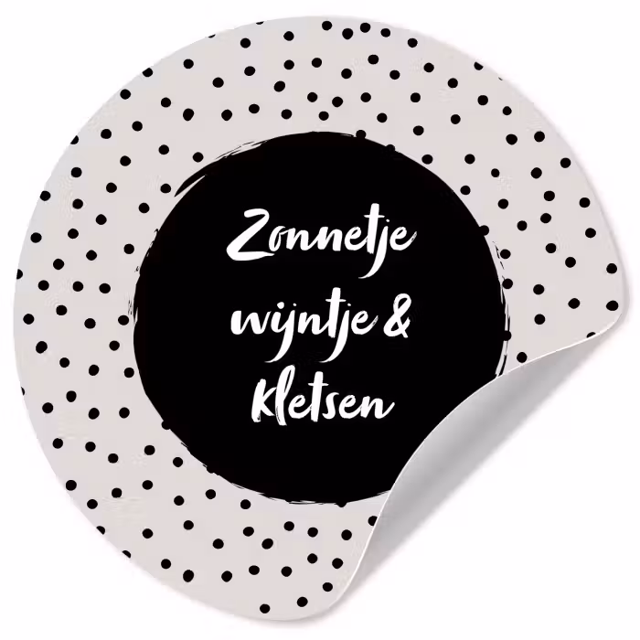 Tekst - Quotes - Zonnetje, wijntje & kletsen - Wijn Wandcirkel behangsticker klein -3d