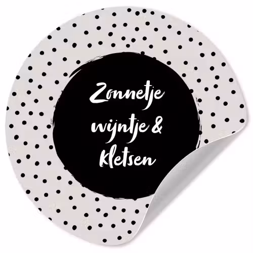 Tekst - Quotes - Zonnetje, wijntje & kletsen - Wijn Wandcirkel behangsticker klein -3d