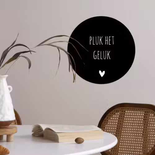 Quote - Spreuken - Pluk het geluk Wandcirkel behangsticker klein -sfeer3