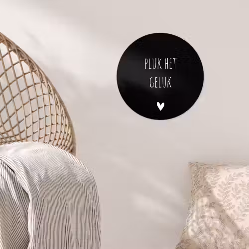 Quote - Spreuken - Pluk het geluk Wandcirkel behangsticker klein -sfeer4
