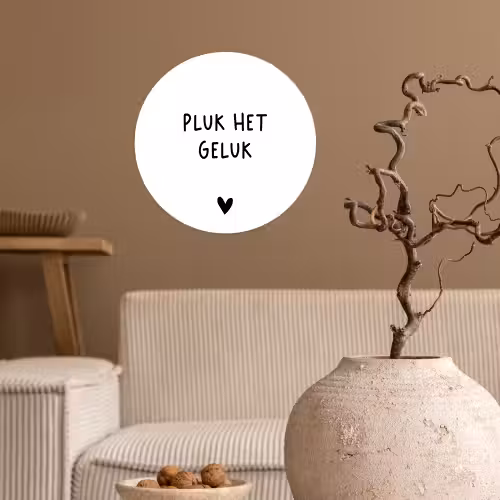 Quotes - Pluk het geluk - Spreuken Wandcirkel behangsticker klein -sfeer1