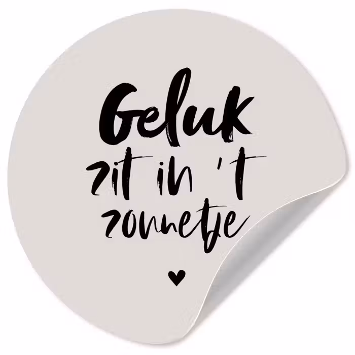Quotes - Tekst - Geluk zit in 't zonnetje - Zomer Wandcirkel behangsticker klein -3d