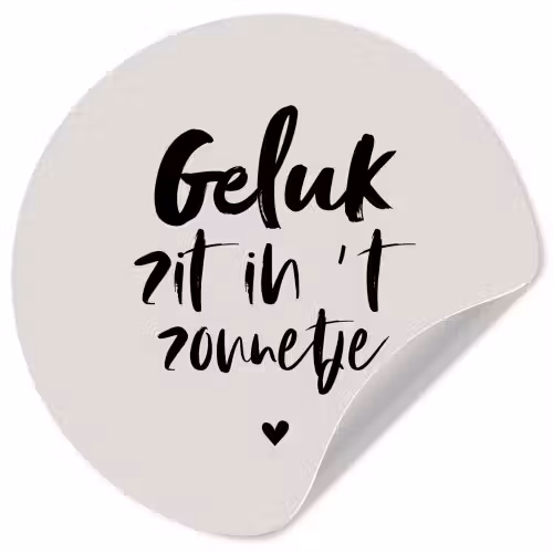 Quotes - Tekst - Geluk zit in 't zonnetje - Zomer Wandcirkel behangsticker klein -3d