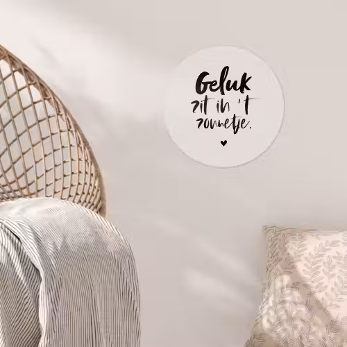 Quotes - Tekst - Geluk zit in 't zonnetje - Zomer Wandcirkel behangsticker klein -sfeer4