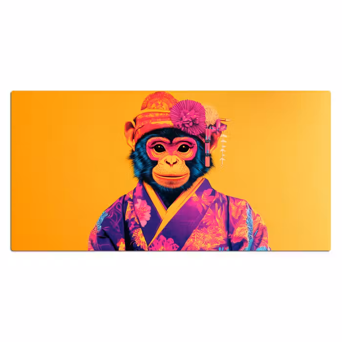 Schreibtischunterlage - Affe - Kimono - Blumen - Kopfschmuck