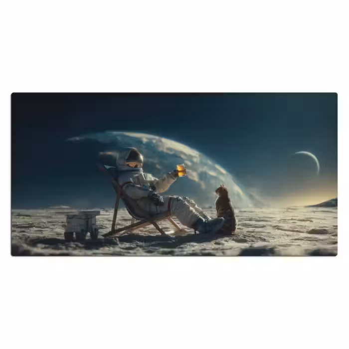 Schreibtischunterlage - Astronaut - Katze - Glas - Stuhl