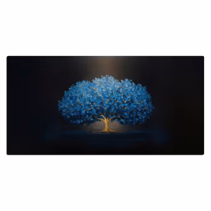 Schreibtischunterlage - Baum - Blau - Blätter - Pinselstriche
