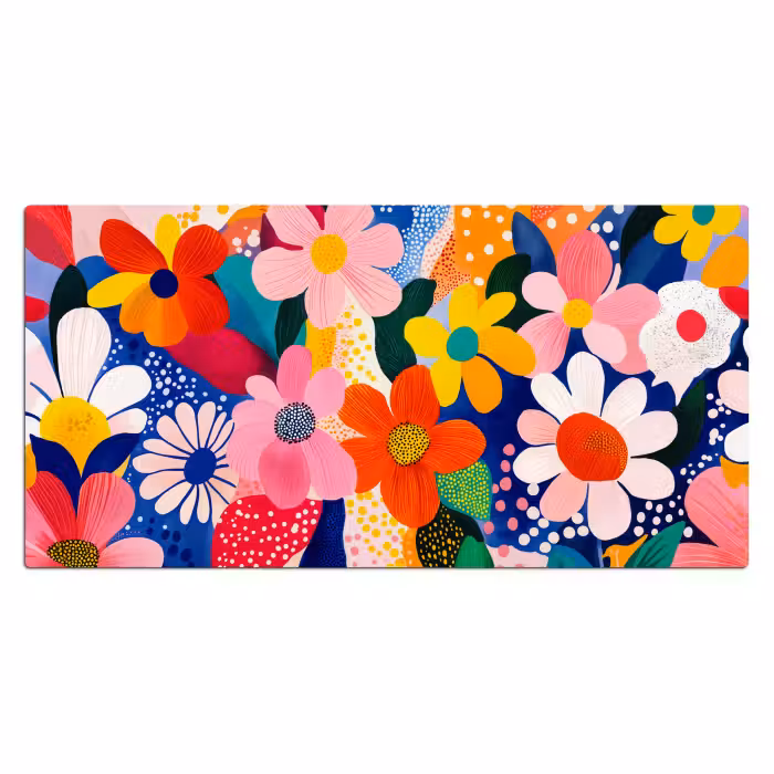 Schreibtischunterlage - Blumen - Bunt - Tupfen