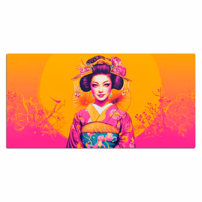 Schreibtischunterlage - Blumen - Frau - Kimono - Rosa
