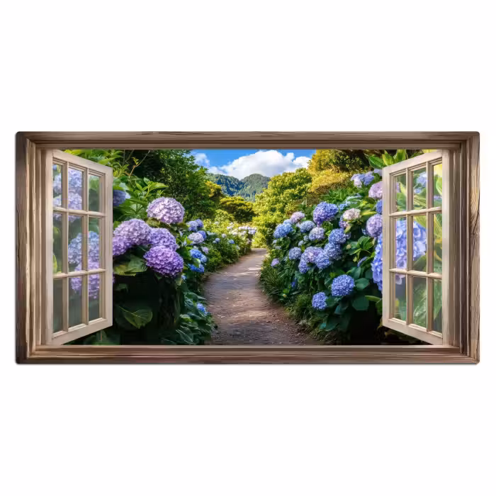 Schreibtischunterlage - Durchblick - Hortensie - Weg - Natur