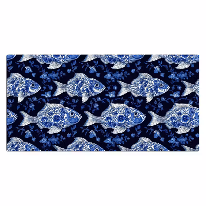 Schreibtischunterlage - Fische - Blumen - Blau