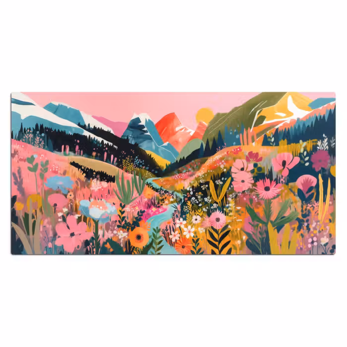 Schreibtischunterlage - Fluss - Tiefe - Blumen