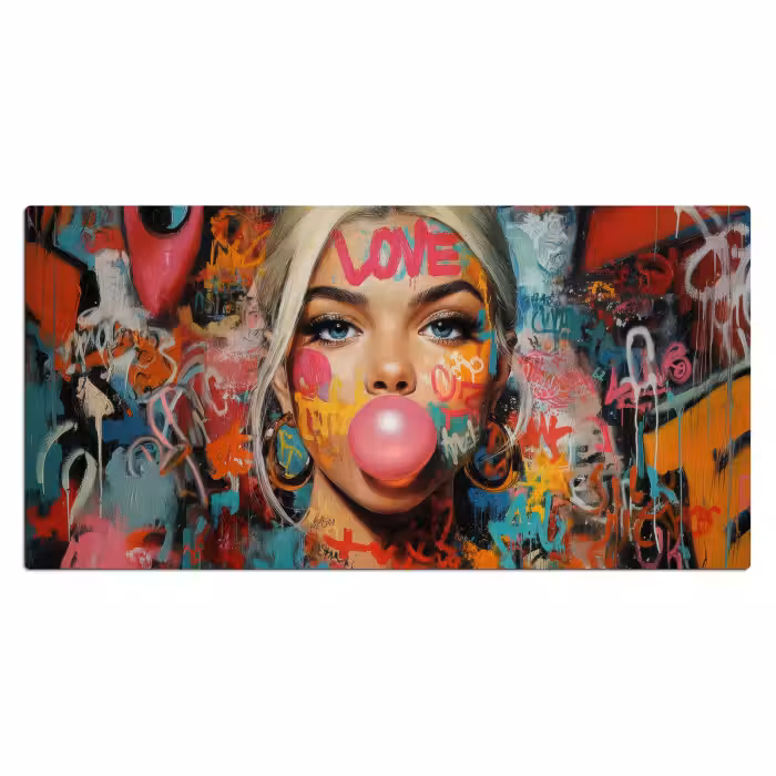 Schreibtischunterlage - Frau - Kaugummi - Graffiti - Liebe