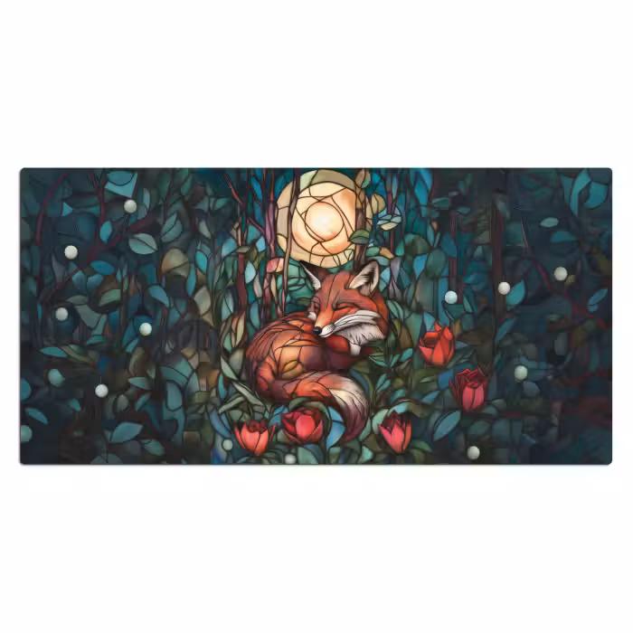 Schreibtischunterlage - Fuchs - Mosaik - Wald - Mond