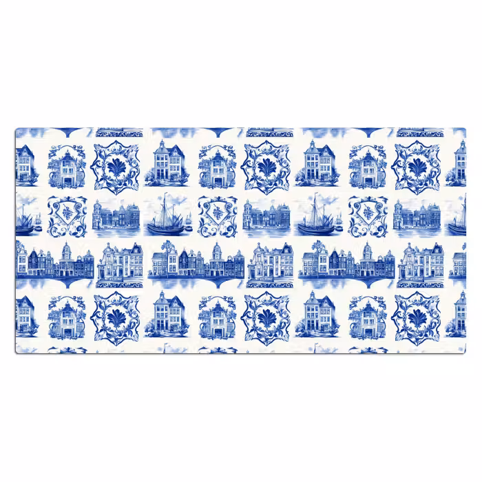 Schreibtischunterlage - Häuser - Schiffe - Blau