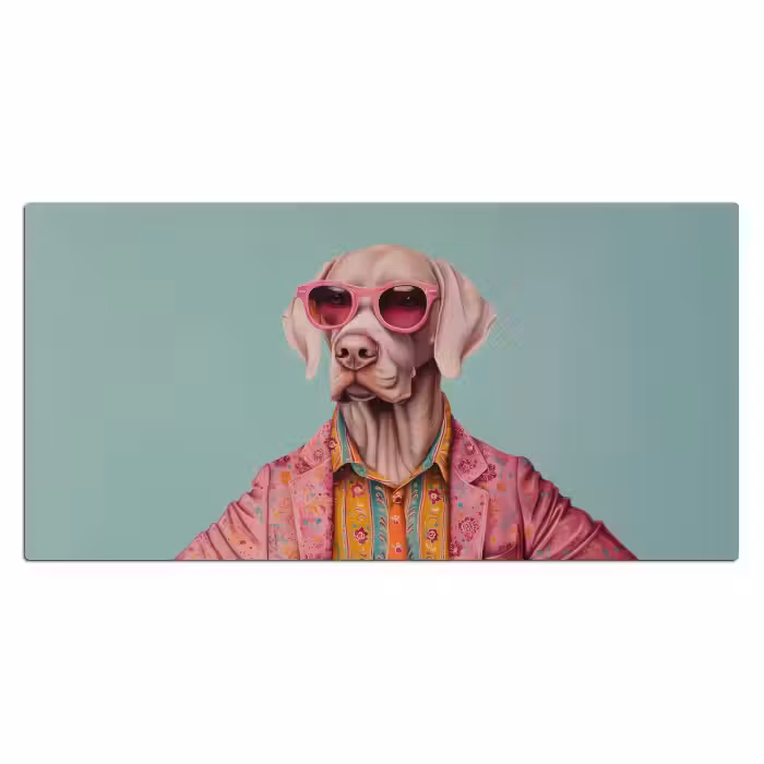 Schreibtischunterlage - Hund - Hemd - Blumen - Brille