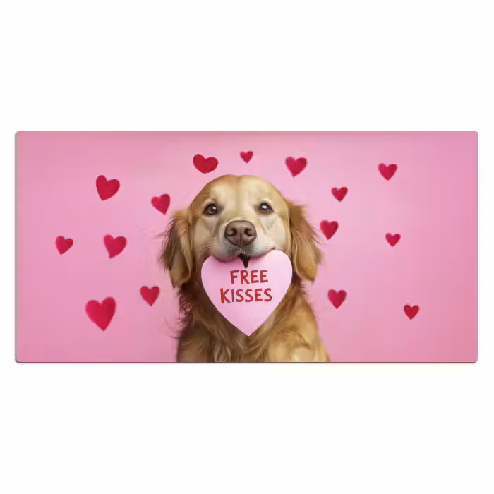 Schreibtischunterlage - Hund - Kuss - Valentinstag - Herzen