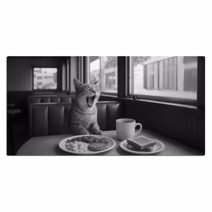 Schreibtischunterlage - Katze - Kaffee - Brot - Schwarz