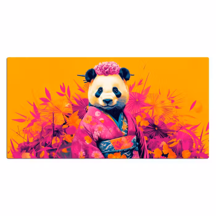 Schreibtischunterlage - Kimono - Rosa - Panda - Blumenkrone