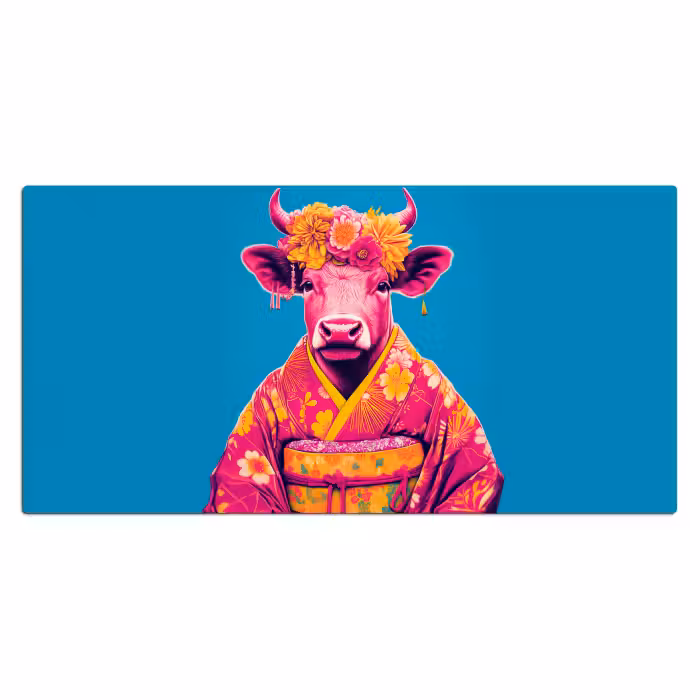Schreibtischunterlage - Kuh - Blütenkranz - Ohrringe - Kimono