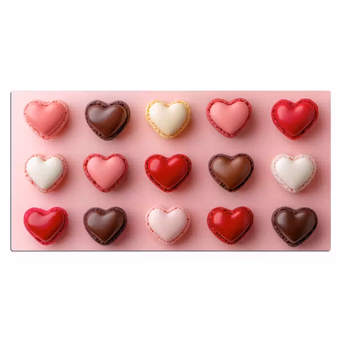 Schreibtischunterlage - Makronen - Herzen - Bunt - Rosa