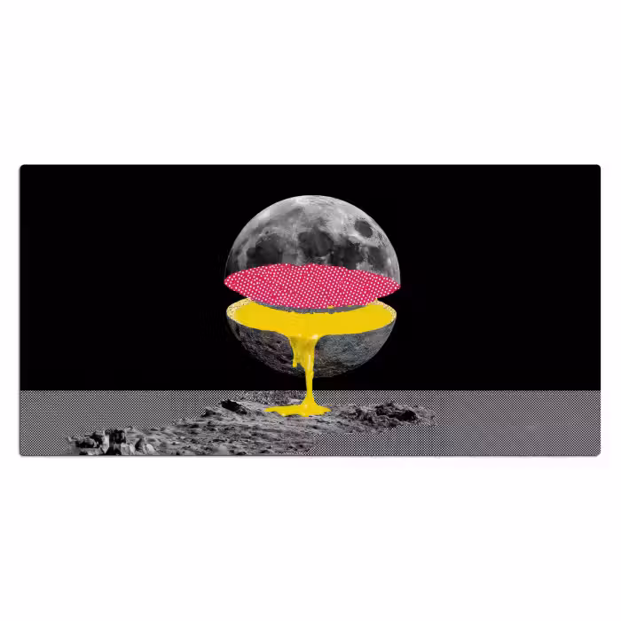 Schreibtischunterlage - Mond - Gelb - Rosa - Schwarz
