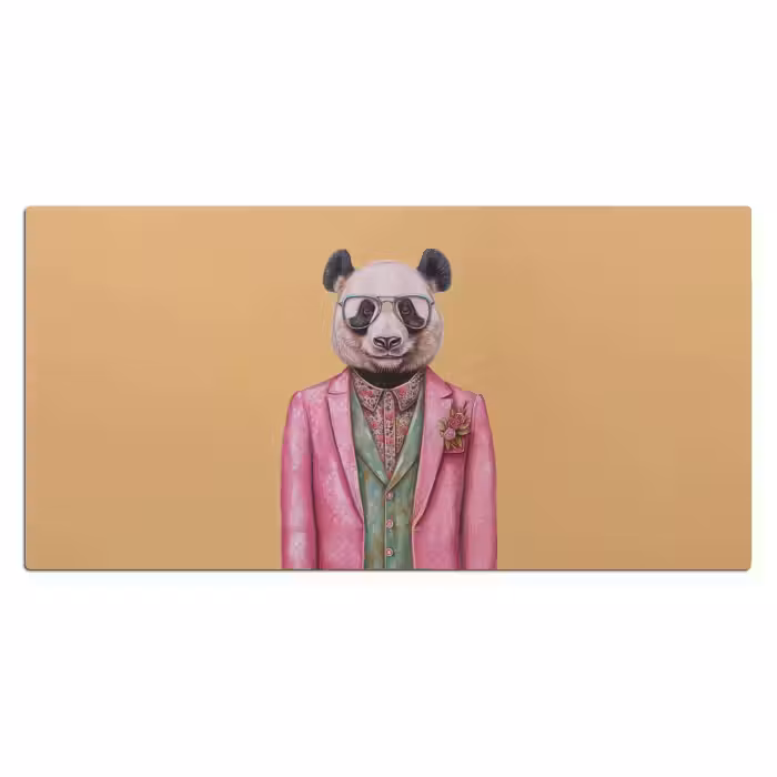 Schreibtischunterlage - Panda - Anzug - Sonnenbrille - Blau