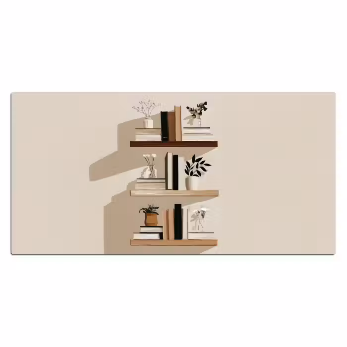 Schreibtischunterlage - Regale - Bücher - Vasen - Pflanzen