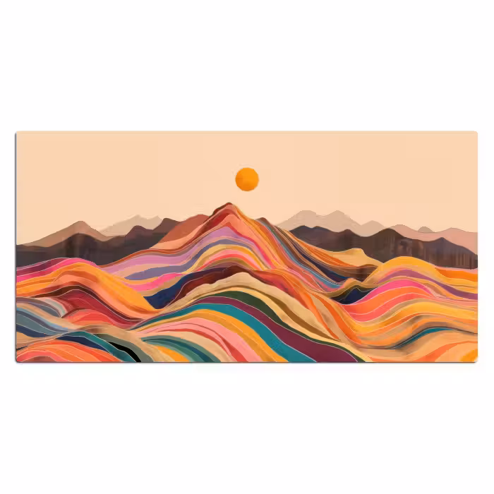 Schreibtischunterlage - Sonne - Bunte Landschaft - Berge