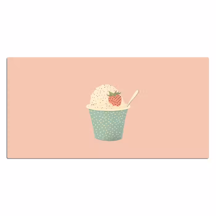 Schreibtischunterlage - Tablett - Eiscreme - Erdbeere - Rosa