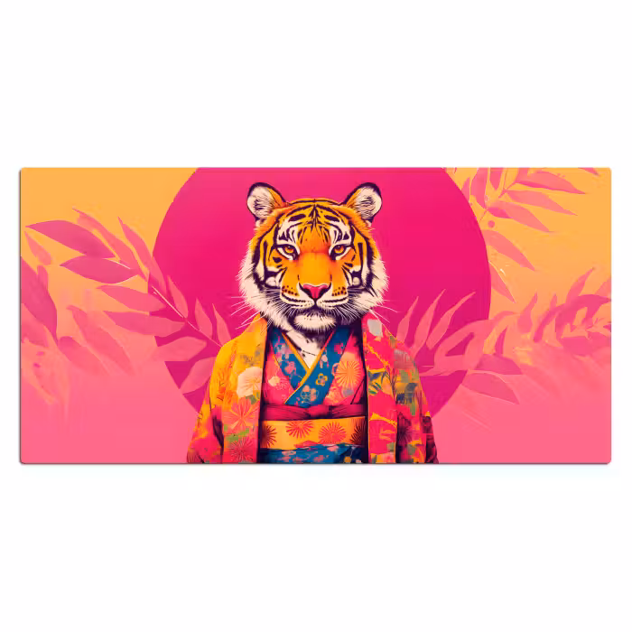 Schreibtischunterlage - Tiger - Kimono - Pflanzen - Rosa